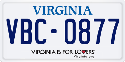 VA license plate VBC0877