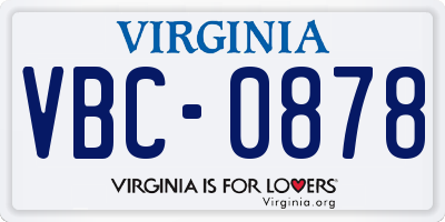 VA license plate VBC0878