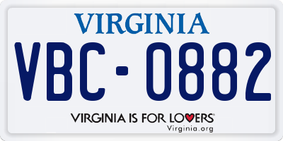VA license plate VBC0882