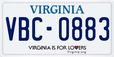 VA license plate VBC0883