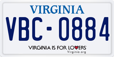 VA license plate VBC0884