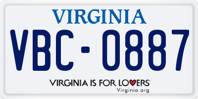 VA license plate VBC0887