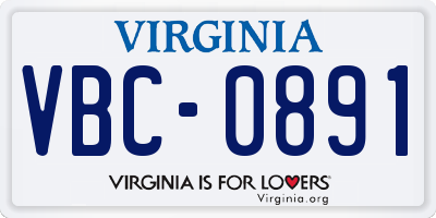 VA license plate VBC0891