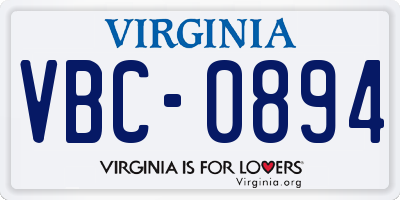 VA license plate VBC0894