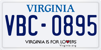 VA license plate VBC0895