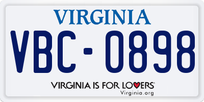VA license plate VBC0898