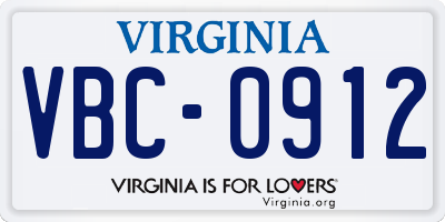 VA license plate VBC0912