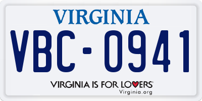 VA license plate VBC0941