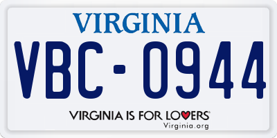 VA license plate VBC0944