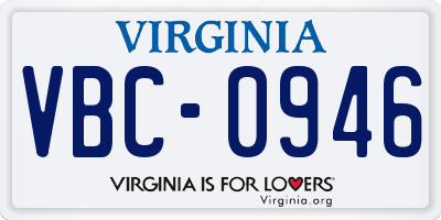 VA license plate VBC0946