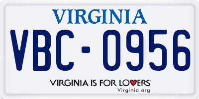 VA license plate VBC0956