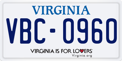 VA license plate VBC0960