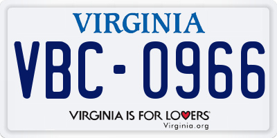 VA license plate VBC0966