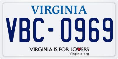 VA license plate VBC0969