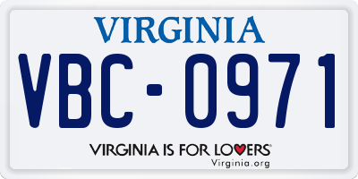 VA license plate VBC0971