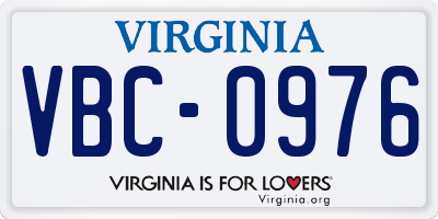 VA license plate VBC0976