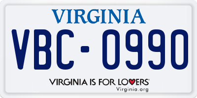 VA license plate VBC0990