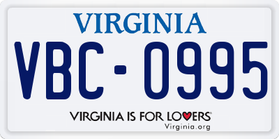 VA license plate VBC0995