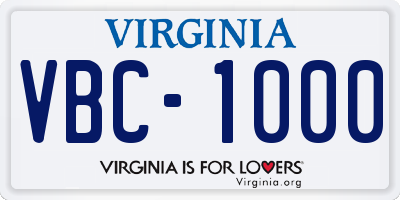 VA license plate VBC1000