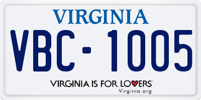 VA license plate VBC1005