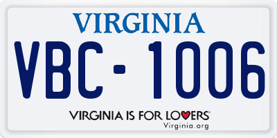 VA license plate VBC1006