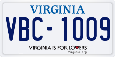VA license plate VBC1009