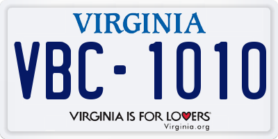 VA license plate VBC1010