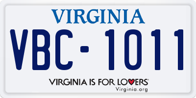 VA license plate VBC1011