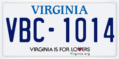 VA license plate VBC1014