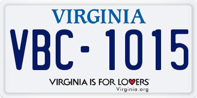 VA license plate VBC1015