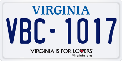 VA license plate VBC1017