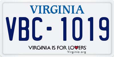 VA license plate VBC1019