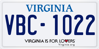 VA license plate VBC1022