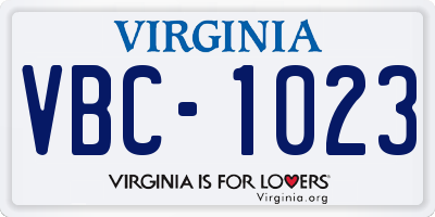 VA license plate VBC1023