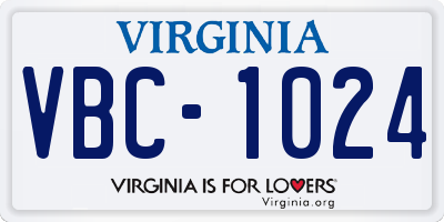 VA license plate VBC1024