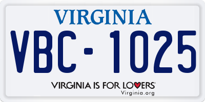 VA license plate VBC1025