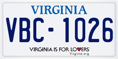 VA license plate VBC1026