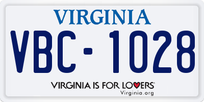 VA license plate VBC1028
