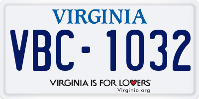VA license plate VBC1032