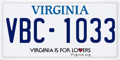 VA license plate VBC1033