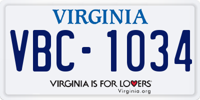 VA license plate VBC1034