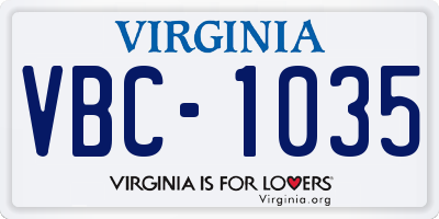 VA license plate VBC1035