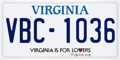 VA license plate VBC1036