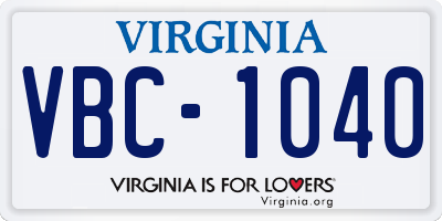 VA license plate VBC1040