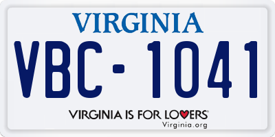 VA license plate VBC1041