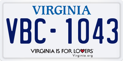 VA license plate VBC1043