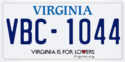 VA license plate VBC1044