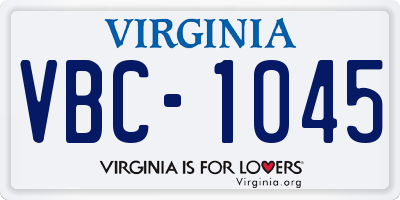 VA license plate VBC1045