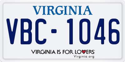 VA license plate VBC1046