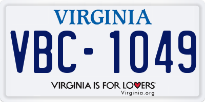 VA license plate VBC1049